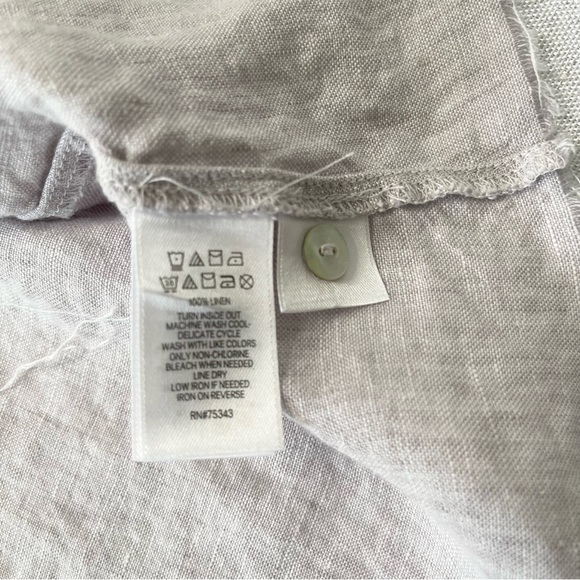 H By Halston 100% Linen Sleeveless Button Front  Shirt Dress Raw Hem Size M - Picture 6 of 9